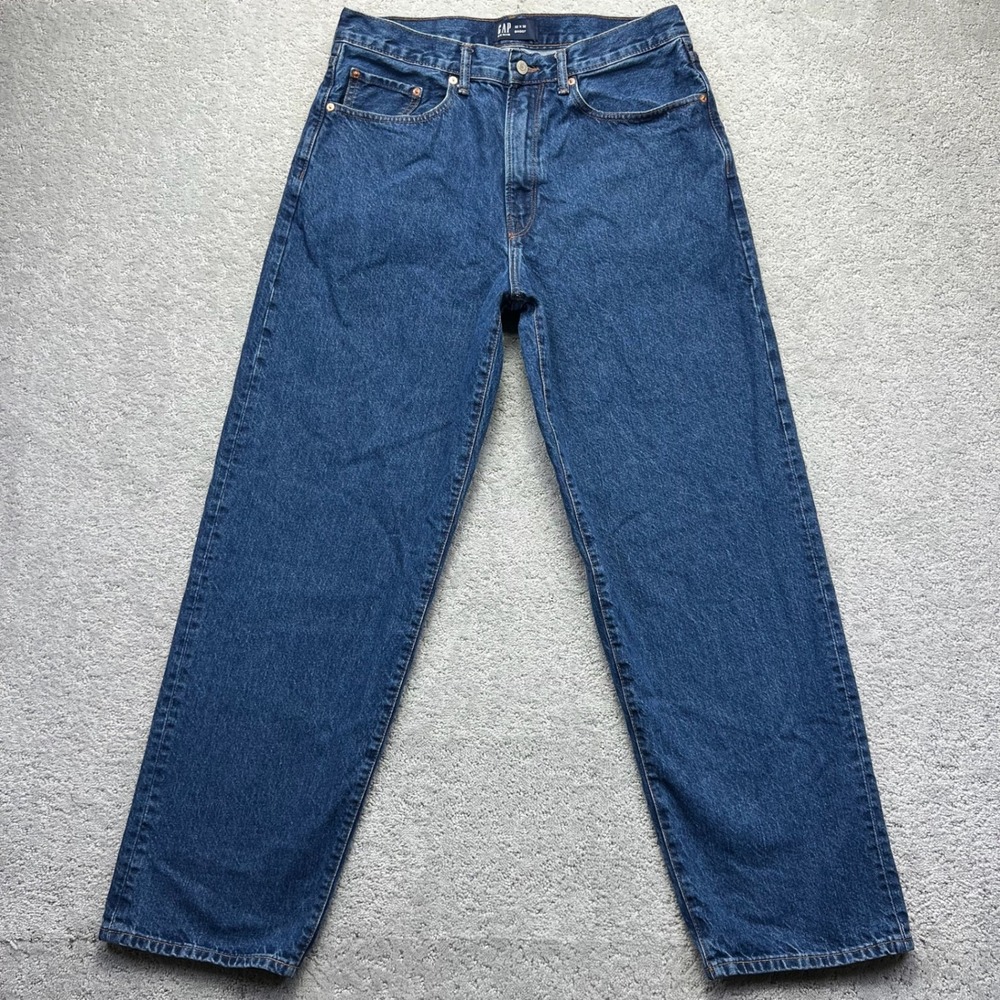 Gap Jeans Mens 32x32 (32x31.5) Indigo Blue Dark Wash Denim Baggy Fit Streetwear